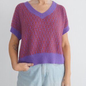 Free People Through The Motions Short Sleeve Sweater Vest Supernova Combo XS